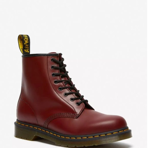 Doc Martens 1460 Smooth Leather Lace-Up Boots - Cherry Red - Picture 1 of 8